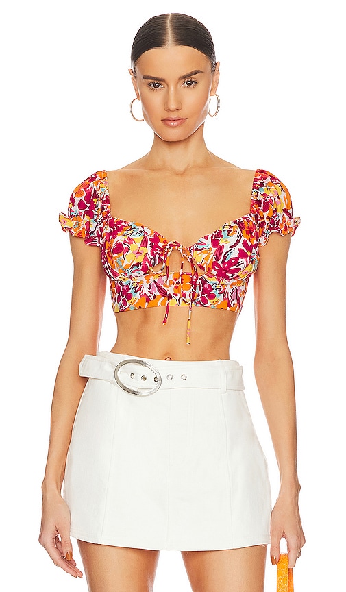 More To Come Carrie Crop Top In Red Floral