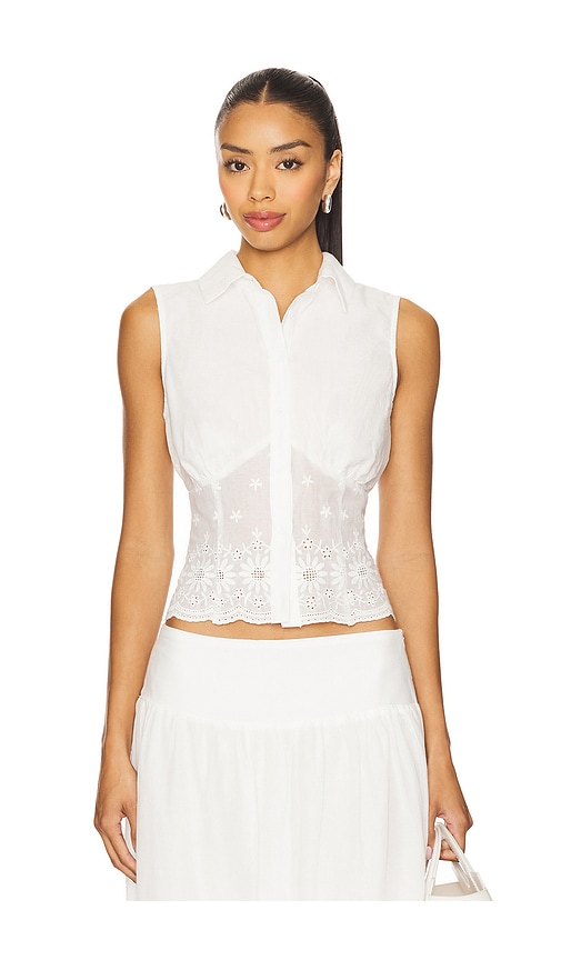 Danie Button Up Top in White. - size XS (also in M, S, XL)