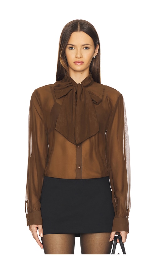 MORE TO COME x Emma Leger Cinrella Sheer Top in Brown. - size XS (also in S, XXS)