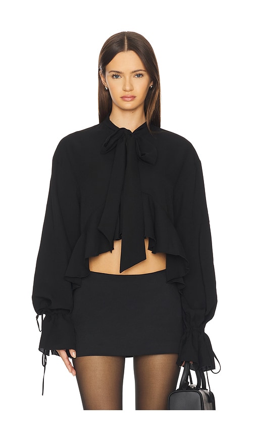 More To Come Hope Tie Front Blouse In Black