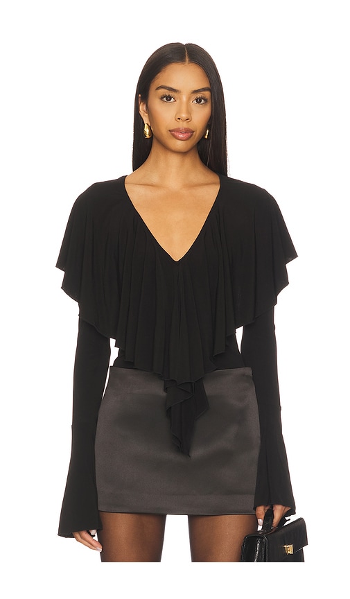 MORE TO COME Ellen V Neck Top in Black