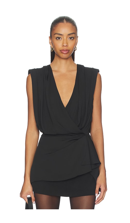 MORE TO COME Birdie Wrap Top in Black | REVOLVE