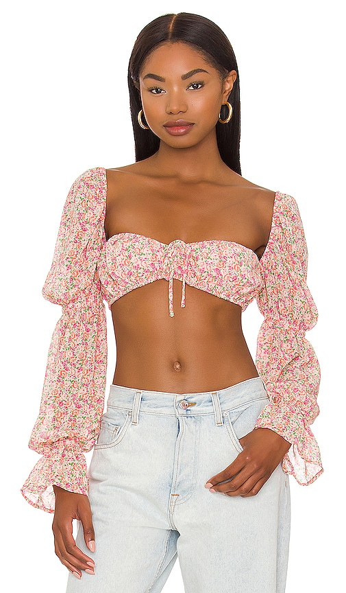 MORE TO COME Krista Floral Crop Top in Pink Floral