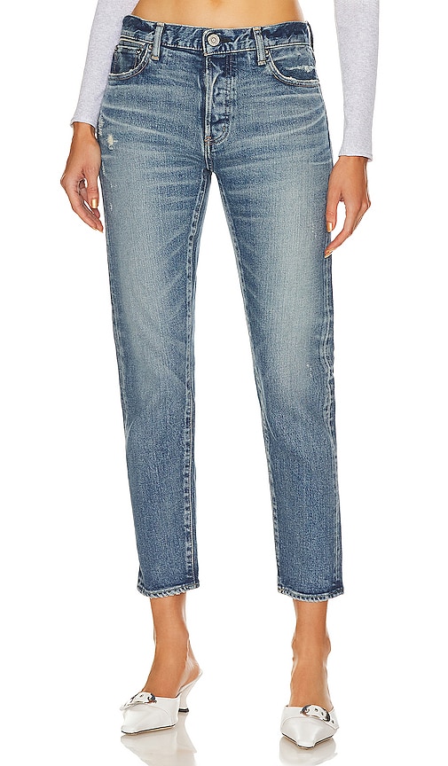Moussy Vintage Mv Avenal Tapered-mid Jeans In Blue