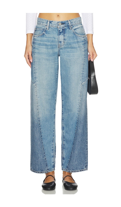 Moussy Vintage Micco Remake Tapered Wide Leg Jeans In Blue