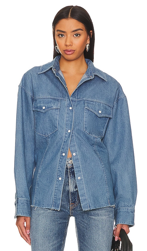 Moussy Vintage Ansel Western Shirt In Blue