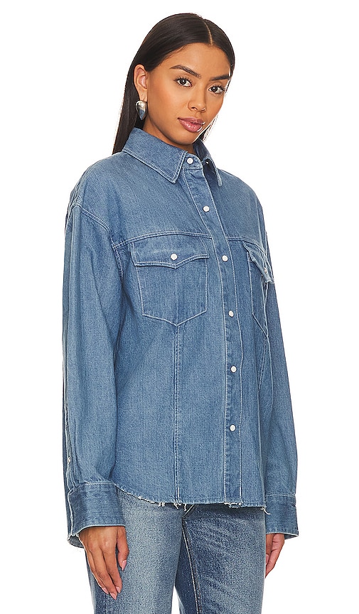 Shop Moussy Vintage Ansel Western Shirt In Blue