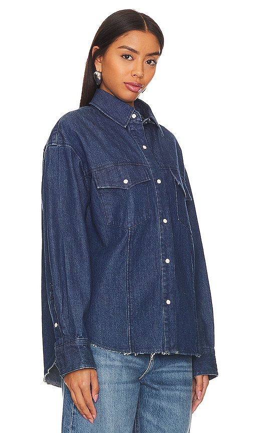 Shop Moussy Vintage Ansel Western Shirt In Blue