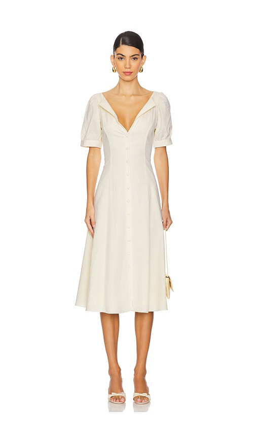 Mirror Palais Tea For Two Dress in Yellow & White