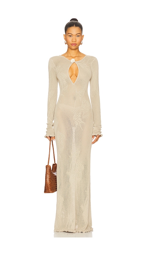Rose Pointelle Dress in Taupe. - size S (also in L, M, XS)