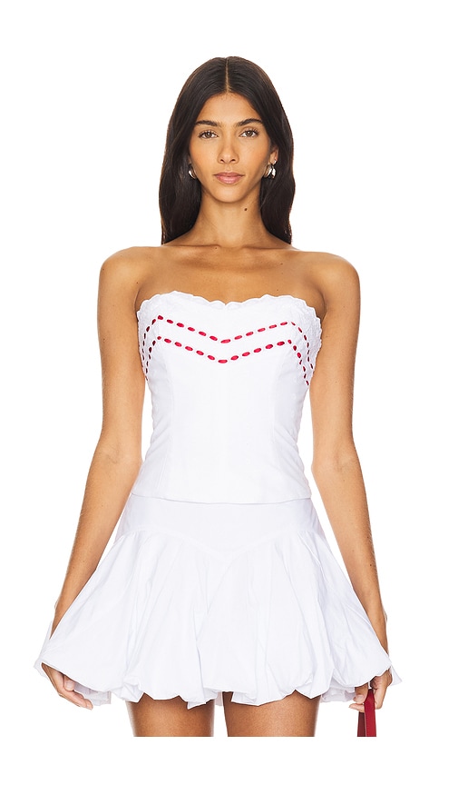 Mirror Palais Eyelet Corset Top in Off White