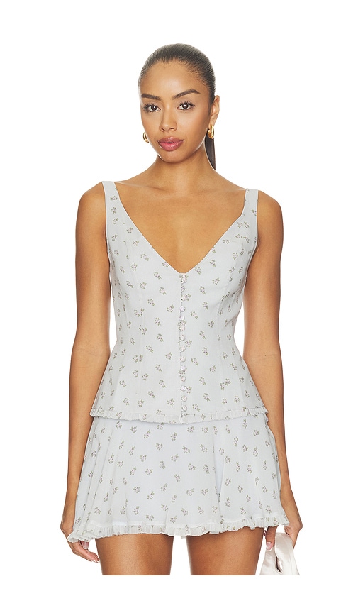 Mirror Palais Blueberry Buttercream Vest Top In Blue Floral
