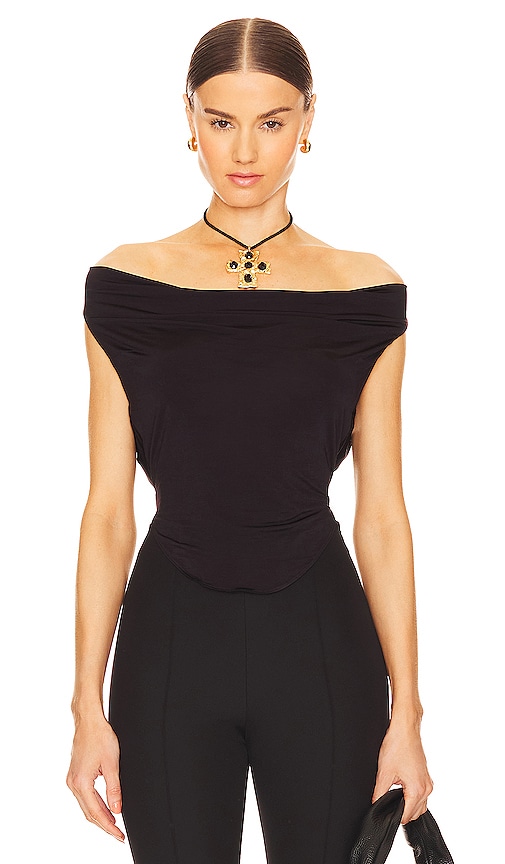 Mirror Palais Cowl Top in Black