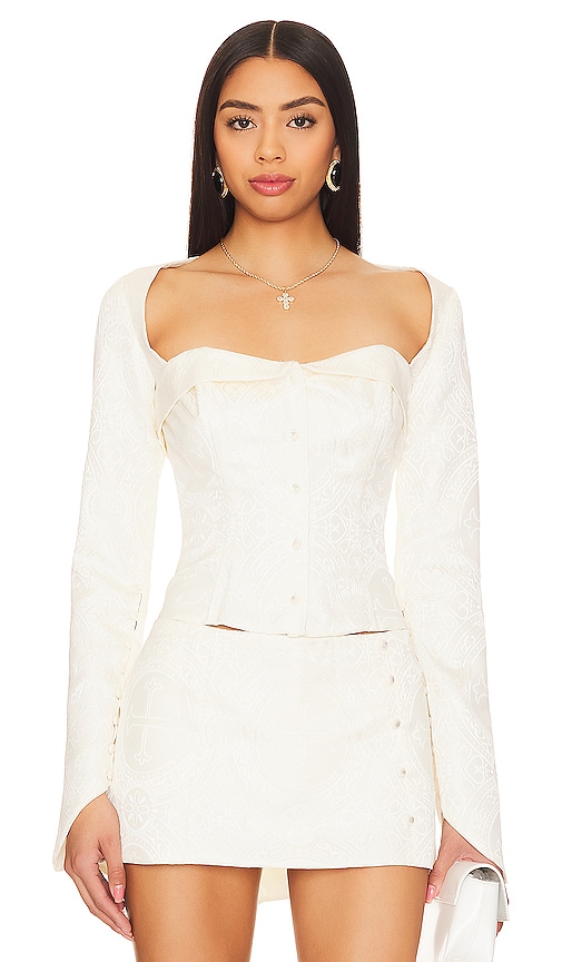 Shop Mirror Palais Medici Bustier In Ivory Liturgical