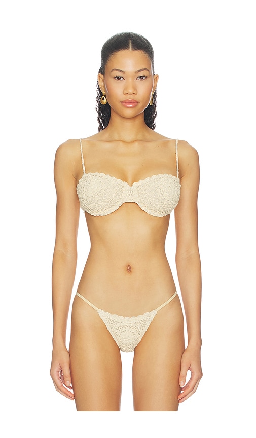 Mirror Palais Buzious Crochet Bikini Top in Cream. - size L (also in M, S, XS)