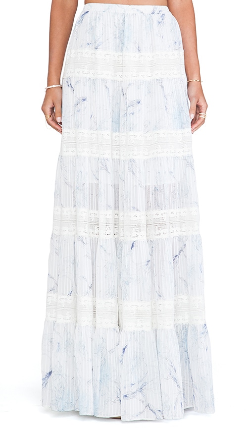 LPA Francesca Eyelet Maxi Skirt in White