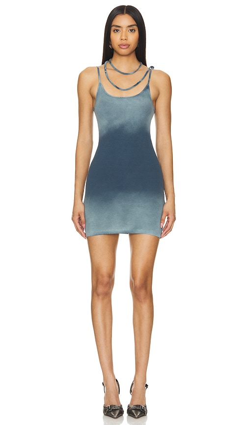 Shop Marrknull Asymmetric Dress In Blue