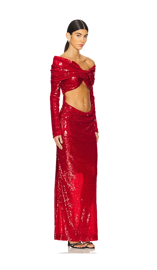 MARRKNULL Wrapped Maxi Dress in Red