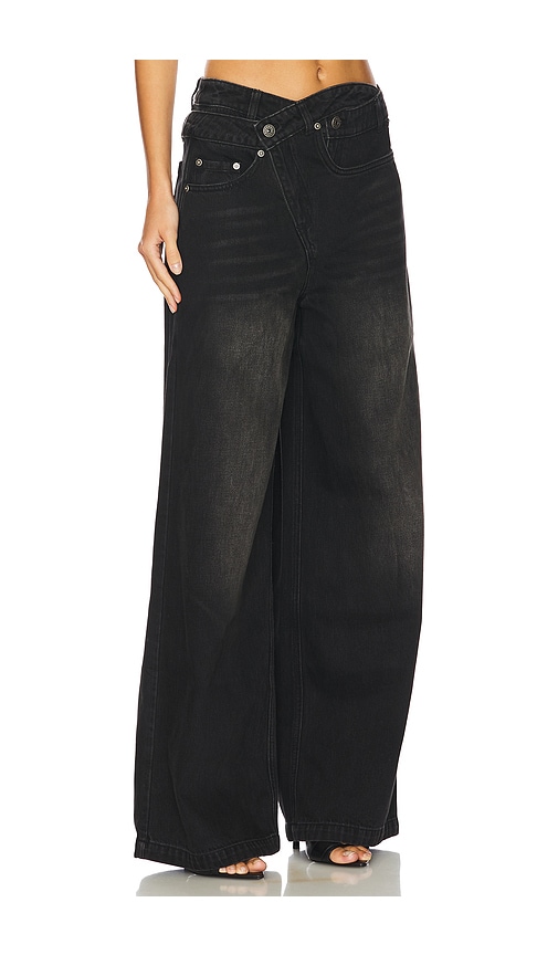 Shop Marrknull Wrapped Wide Leg In Washed Black