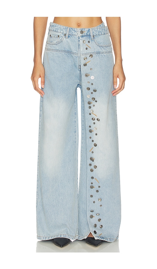 MARRKNULL Asymmetrical Metal-Button Jean