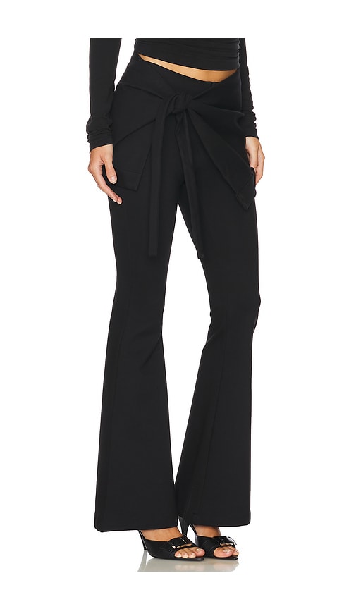 Shop Marrknull Hollow Out Stretch Skinny Flare In Black