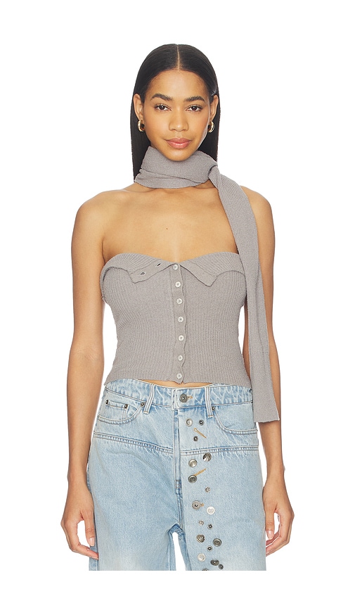 MARRKNULL Halter Neck Knit Bandeau Top