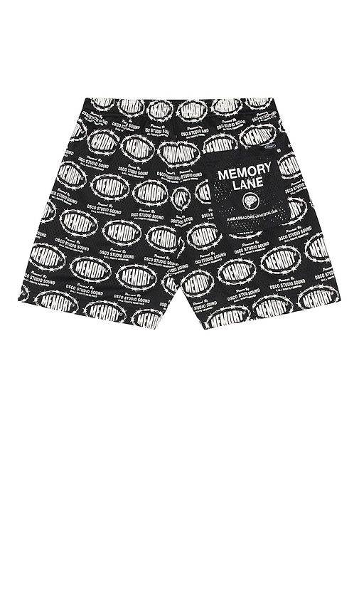 Memory Lane Barbwire Print Mesh Shorts In Black