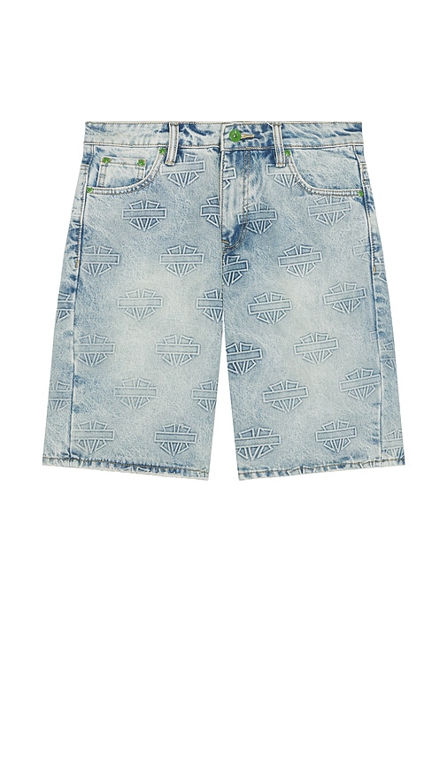 Memory Lane M Shield Debossed Pattern Shorts