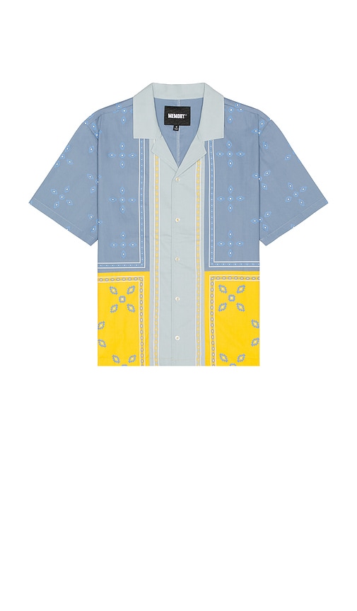 Patch Work Short Sleeve Shirt in Blue. - size XL/1X (also in L, M, S)