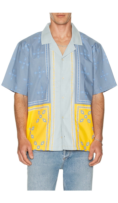  Memory Lane Patch Work Short Sleeve Shirt In Blue. Size S. Also In M. 