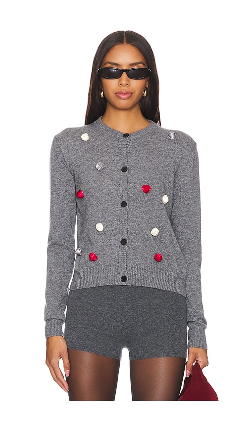 Shop Msgm Rosebuds Embellished Cardigan In Ê·¸ë ì´