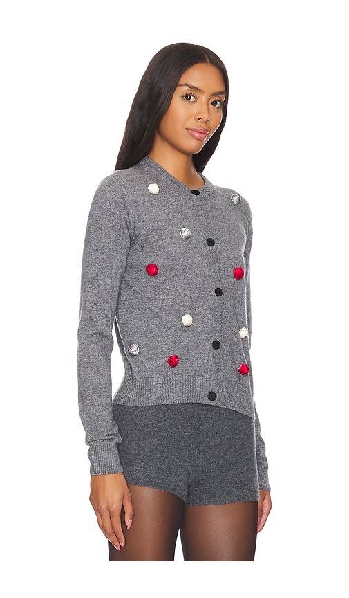 Shop Msgm Rosebuds Embellished Cardigan In Ê·¸ë ì´