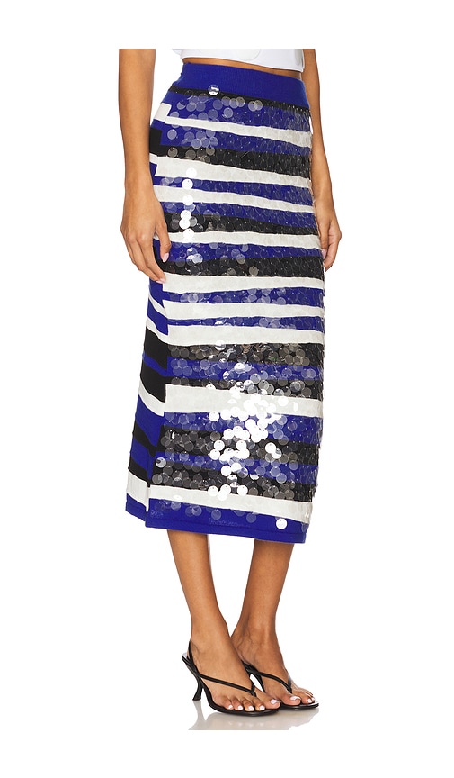 Msgm Sequin Knit Skirt In Blue