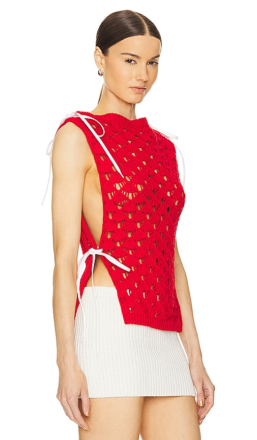 Shop Msgm Chunky Crochet Top In Red