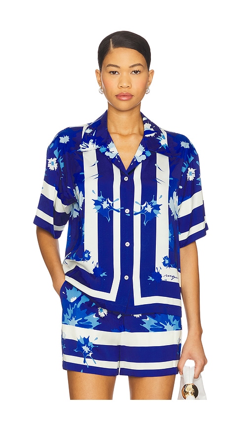 MSGM Printed Short Sleeve Button Up Top