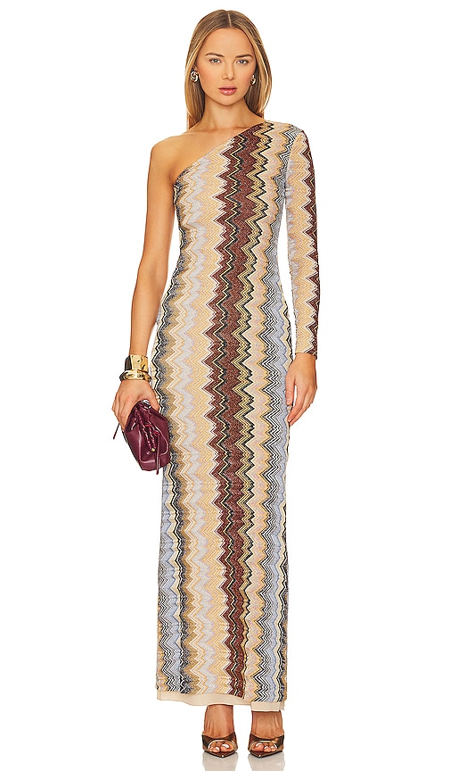 Missoni ROBE MAXI UNE PAULE D NUD E en Multi Zig Zag Brown Base