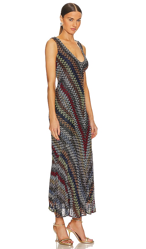 Shop Missoni V-neck Maxi Dress In Multi Color Relief Dark
