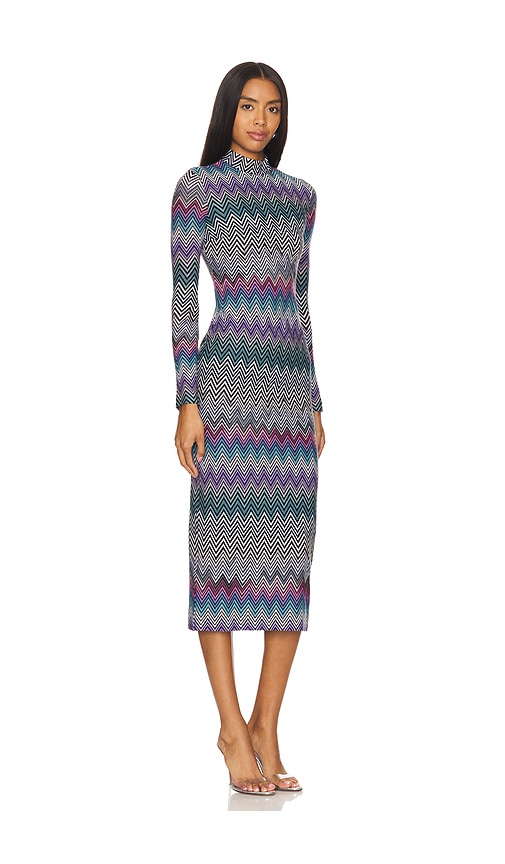 Shop Missoni Midi Dress In Multicolor Purple  Turquoise & Pink With