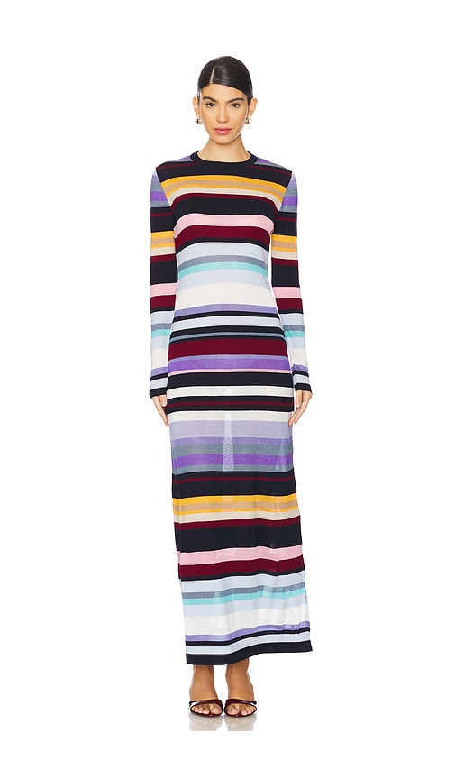 Shop Missoni Long Dress In Multicolor Lilac  Pink & Light Blue