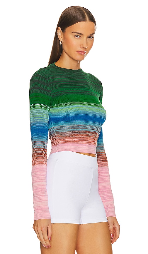 Shop Missoni Crewneck Sweater In Multicolor Pink  Blue  & Green