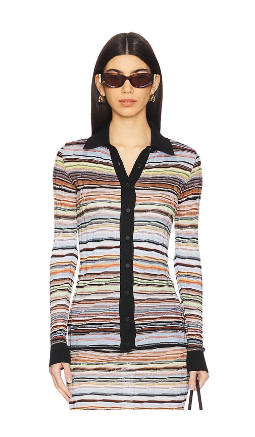 Missoni Long Sleeve Shirt In Rust,baby Blue