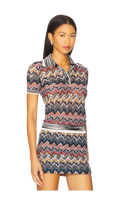 Missoni Short Sleeve Polo In Embroidered Lace In Multi
