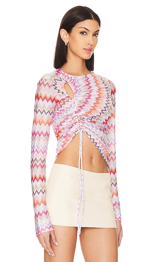 Shop Missoni Long Sleeve Top In Light Tones Multicolor