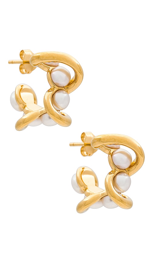 Missoma 18ct Gold-plated Molten Pearl Twisted Mini Double Hoop Earrings