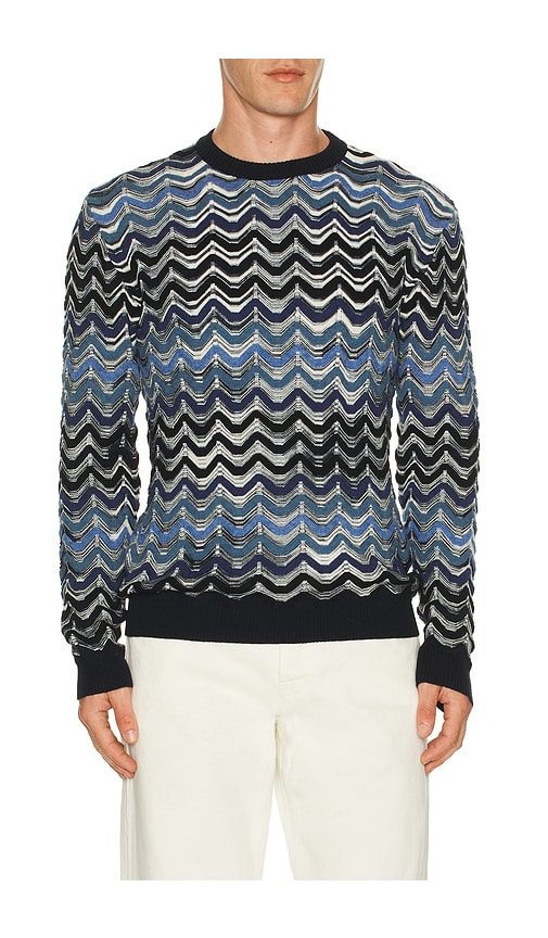 Missoni Crew Neck Sweater With Geometric Zigzag Pattern In Multi