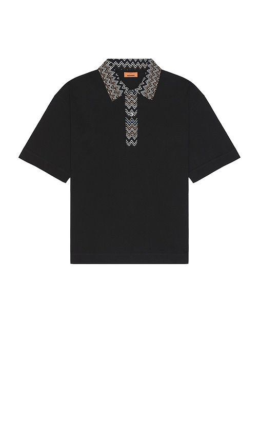 Shop Missoni Short Sleeve Polo In Black