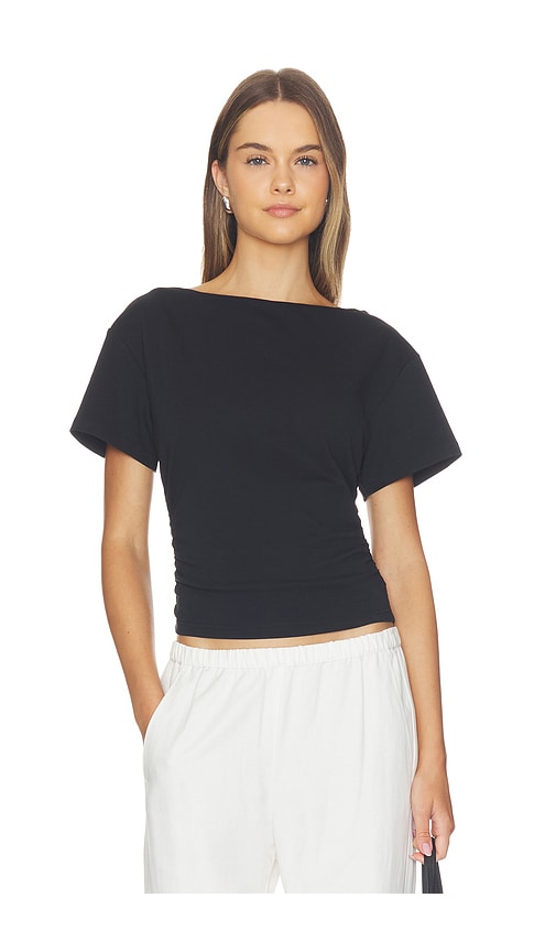 MADISON THE LABEL Oxford Top in Black. - size L (also in M, S, XS)