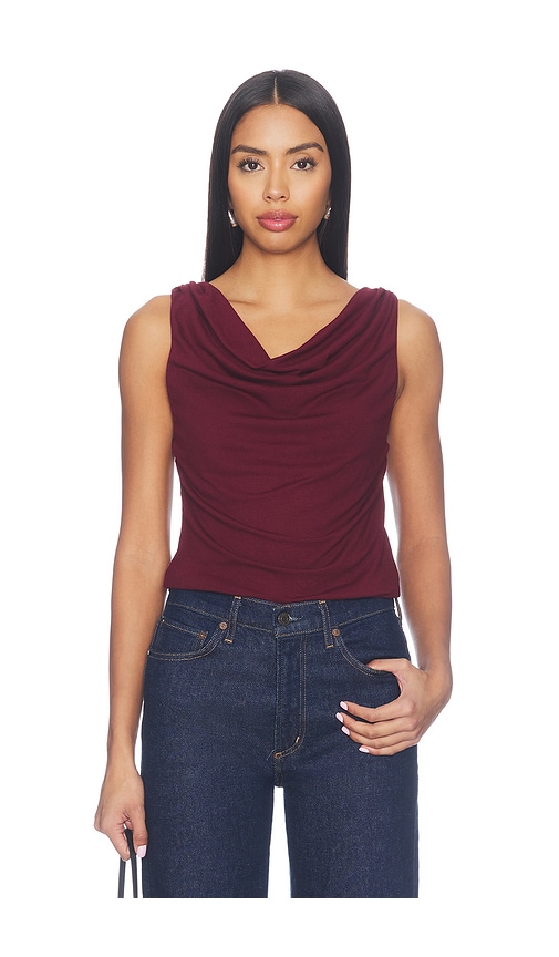 MADISON THE LABEL Zaria Top in Wine. - size XS (also in S, M, L, XL)