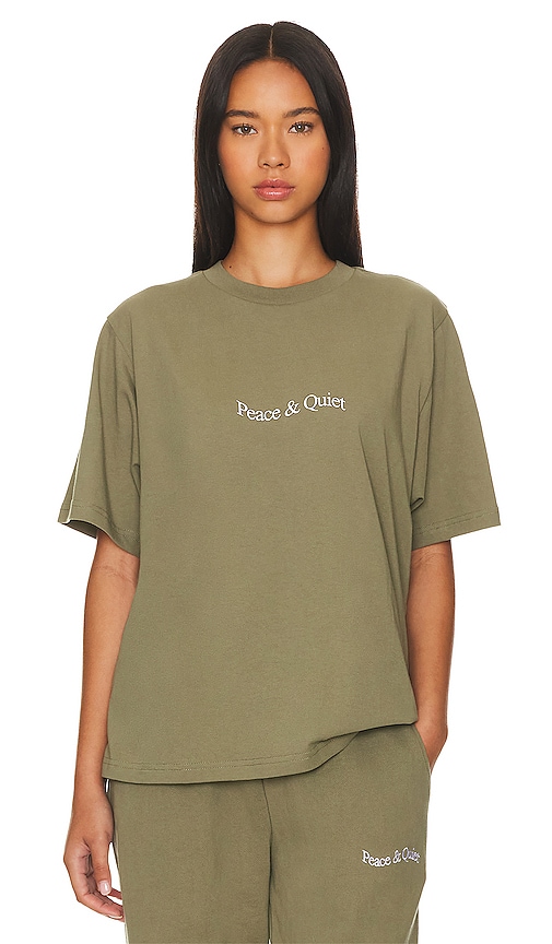 Museum of Peace and Quiet Wordmark T-shirt in Olive
