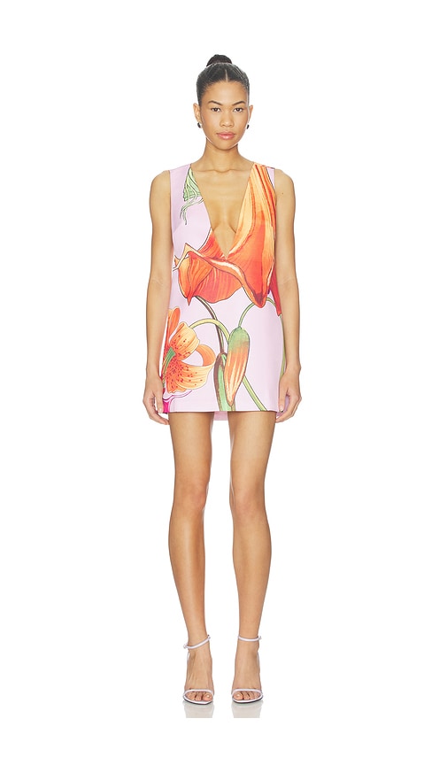 Muma World Orange Trumpet V Neck Electra Dress - Women's Clothing